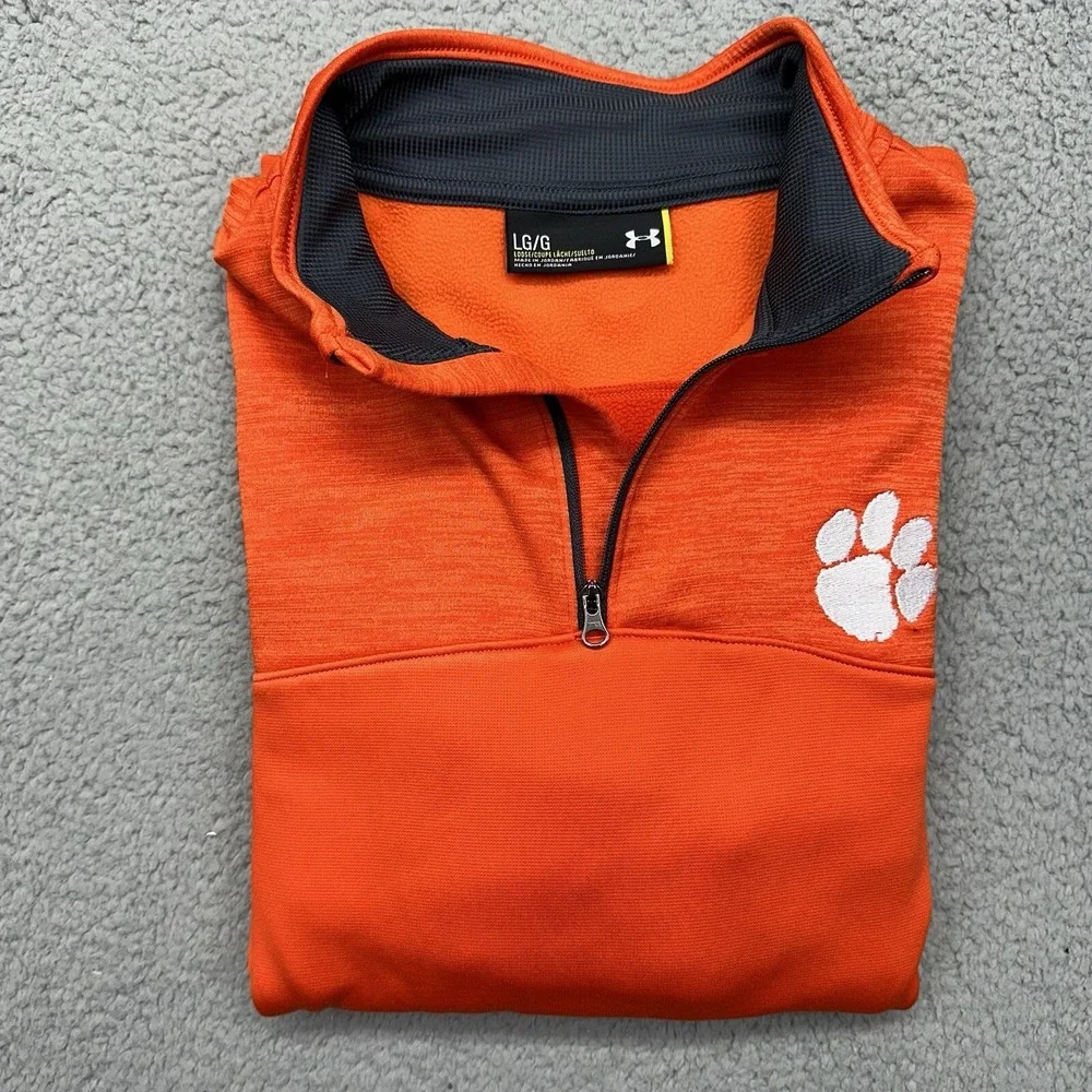Under Armour 1286334 Mens Large 1/4 Zip Clemson Tigers L/S Fleece Pullover